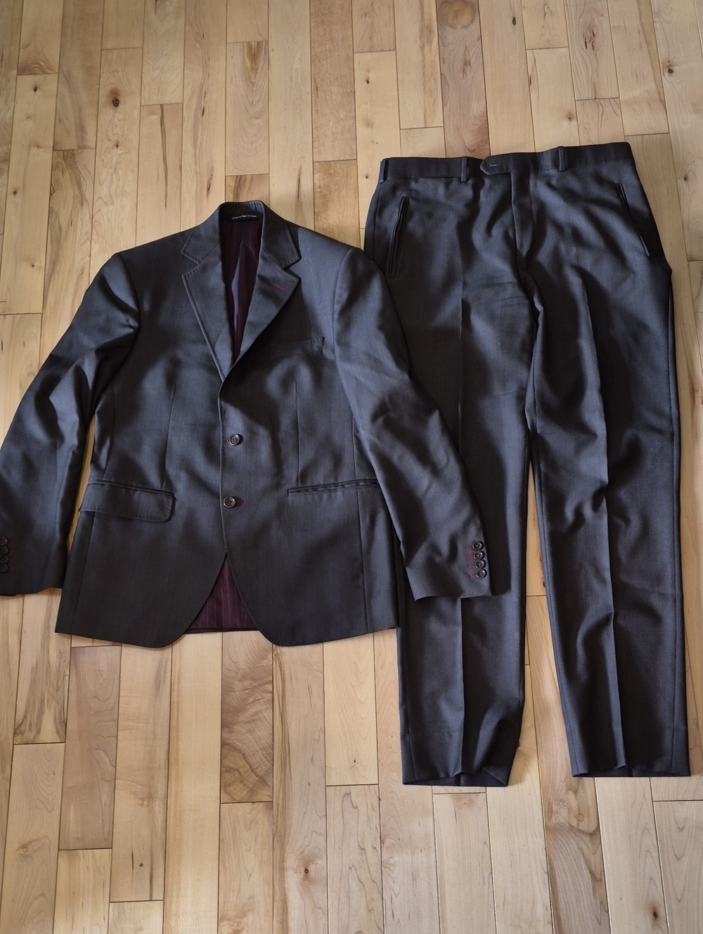 Coppley Men's (Pants Have a 36 Waist) Brown Two-Piece Suit Jacket & Pants